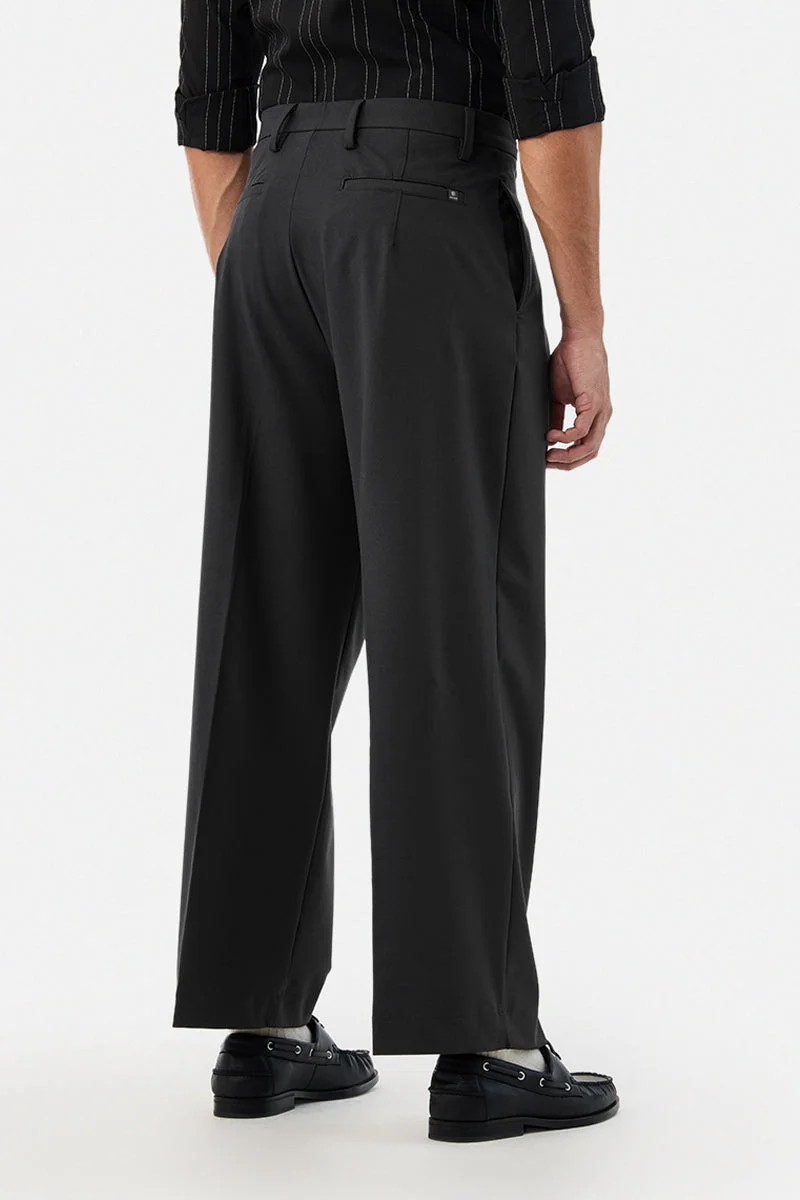 Snitch Black Baggy Stretch Trousers for Men | Best Price UAE